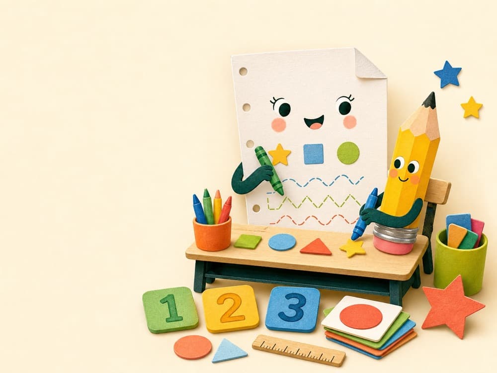 A friendly worksheet and pencil making learning activities
